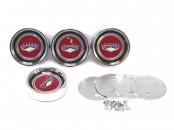 FORD CREST S/S HUBCAP SET -RED
